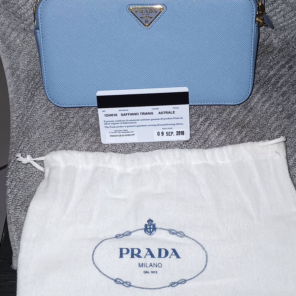 Prada Saffiano Leather Wallet in Light Blue